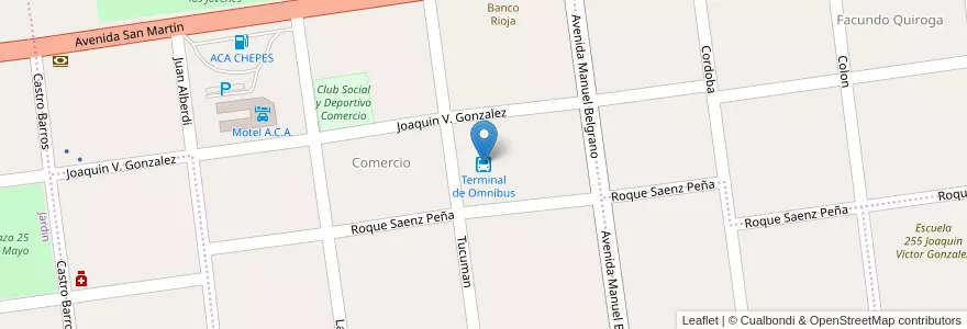 Mapa de ubicacion de Terminal de Omnibus en Argentina, La Rioja, Departamento Rosario Vera Peñaloza, Chepes.