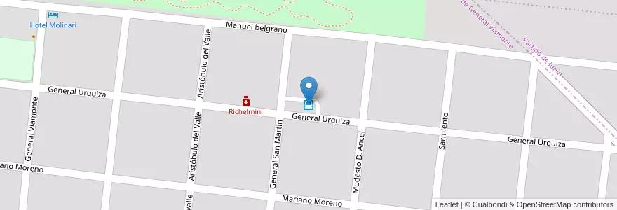 Mapa de ubicacion de Terminal de Ómnibus en Arjantin, Buenos Aires, Partido De General Viamonte, Baigorrita.