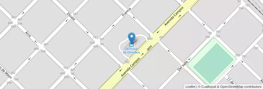 Mapa de ubicacion de Terminal de Ómnibus en Arjantin, Buenos Aires, Partido De Lobería, Lobería.