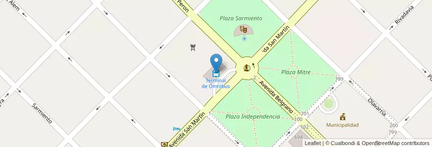Mapa de ubicacion de Terminal de Omnibus en アルゼンチン, ブエノスアイレス州, Partido De Rauch.