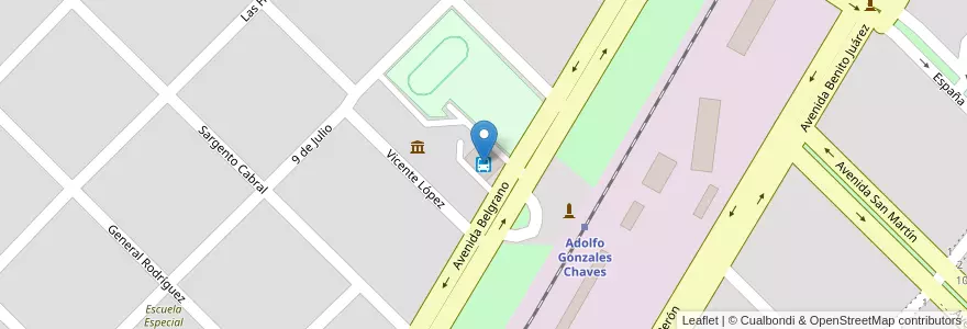 Mapa de ubicacion de Terminal de Ómnibus en 阿根廷, 布宜诺斯艾利斯省, Partido De Adolfo Gonzales Chaves, Adolfo Gonzáles Chaves.