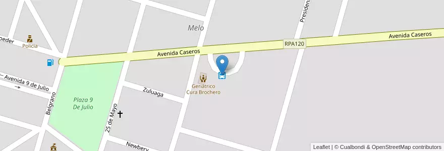 Mapa de ubicacion de Terminal de Ómnibus en 阿根廷, Córdoba, Departamento Presidente Roque Sáenz Peña, Pedanía La Amarga, Municipio De Melo, Melo.
