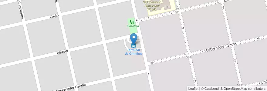 Mapa de ubicacion de Terminal de Ómnibus en アルゼンチン, ブエノスアイレス州, Partido De Carlos Tejedor, Carlos Tejedor, Carlos Tejedor.