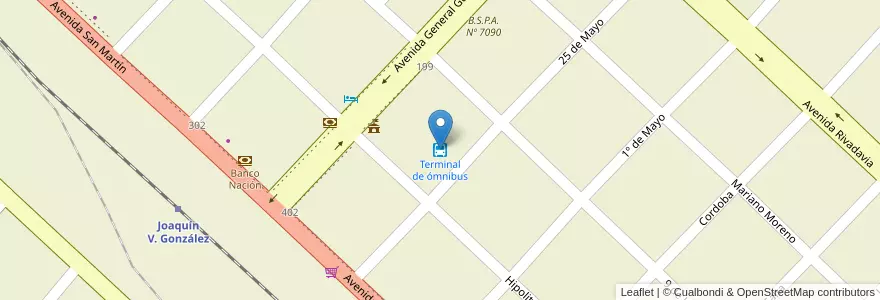 Mapa de ubicacion de Terminal de ómnibus en الأرجنتين, Salta, Anta, Municipio De Joaquín V. González.