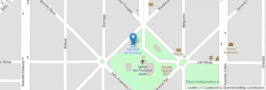 Mapa de ubicacion de Terminal de Ómnibus en アルゼンチン, ラ・パンパ州, Departamento Guatraché, Municipio De Guatraché.
