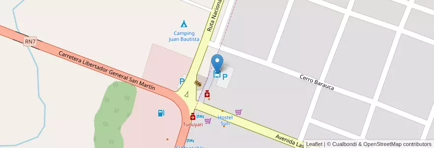 Mapa de ubicacion de Terminal de Omnibus en Arjantin, Şili, Mendoza, Departamento Las Heras, Distrito Uspallata.