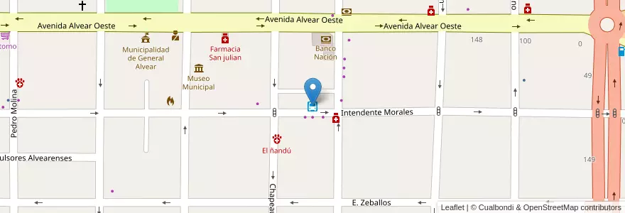 Mapa de ubicacion de Terminal de Ómnibus en Argentinië, Mendoza, General Alvear, Distrito Ciudad De General Alvear.