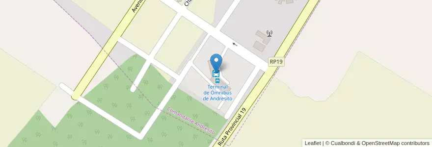 Mapa de ubicacion de Terminal de Ómnibus de Andresito en アルゼンチン, ミシオネス州, Departamento General Manuel Belgrano, Municipio De Comandante Andresito, Comandante Andresito.