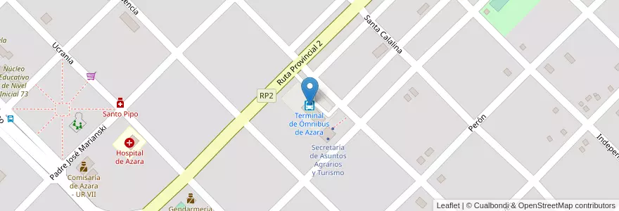 Mapa de ubicacion de Terminal de Ómnibus de Azara en Argentina, Misiones, Departamento Apóstoles, Municipio De Azara, Azara.