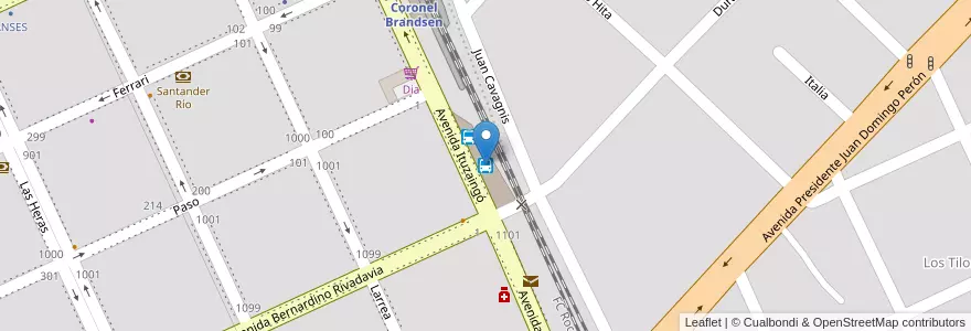 Mapa de ubicacion de Terminal de Omnibus de Brandsen en Arjantin, Buenos Aires, Brandsen.