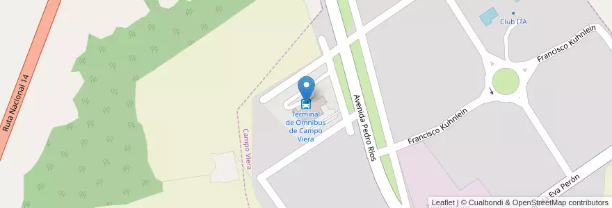 Mapa de ubicacion de Terminal de Ómnibus de Campo Viera en Arjantin, Misiones, Departamento Oberá, Municipio De Campo Viera, Campo Viera.