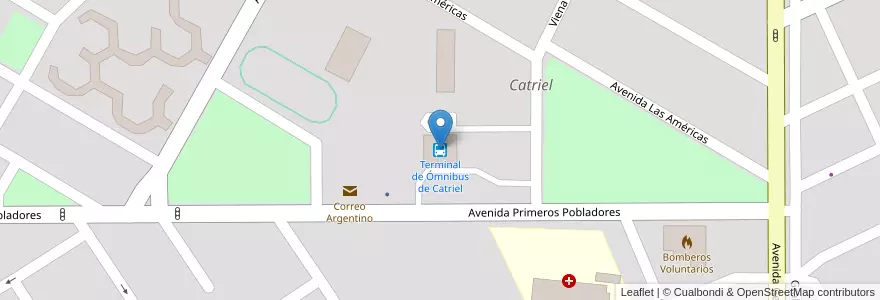 Mapa de ubicacion de Terminal de Ómnibus de Catriel en آرژانتین, شیلی, استان ریو نگرو، آرژانتین, Catriel, Departamento General Roca.