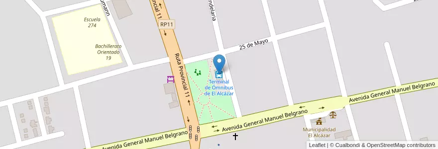 Mapa de ubicacion de Terminal de Ómnibus de El Alcázar en Argentine, Misiones, Departamento Libertador General San Martín, Municipio De El Alcázar, El Alcázar.