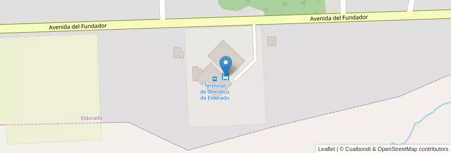 Mapa de ubicacion de Terminal de Ómnibus de Eldorado en アルゼンチン, ミシオネス州, Departamento Eldorado, Municipio De Eldorado, Eldorado.