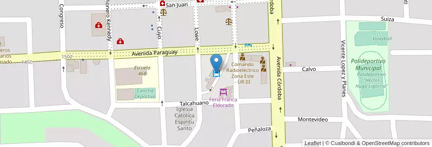 Mapa de ubicacion de Terminal de Ómnibus de Eldorado en Argentine, Misiones, Departamento Eldorado, Municipio De Eldorado, Eldorado.