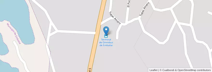 Mapa de ubicacion de Terminal de Omnibus de Embalse en Arjantin, Córdoba, Departamento Calamuchita, Pedanía Cóndores, Municipio De Embalse.