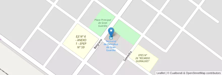 Mapa de ubicacion de Terminal de Ómnibus de Gran Guardia en Arjantin, Formosa, Departamento Formosa, Municipio De Gran Guardia, Gran Guardia.