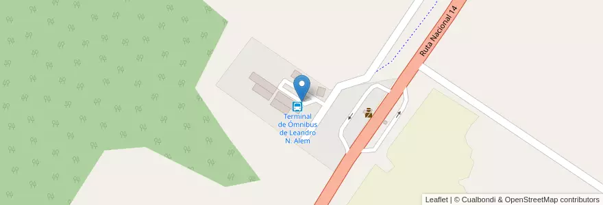 Mapa de ubicacion de Terminal de Ómnibus de Leandro N. Alem en 아르헨티나, Misiones, Departamento Leandro N. Alem, Municipio De Leandro N. Alem.