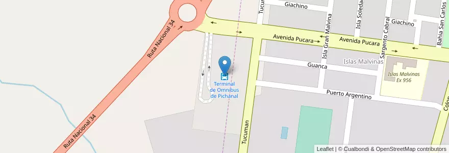 Mapa de ubicacion de Terminal de Omnibus de Pichanal en Аргентина, Сальта, Orán, Municipio De Pichanal.
