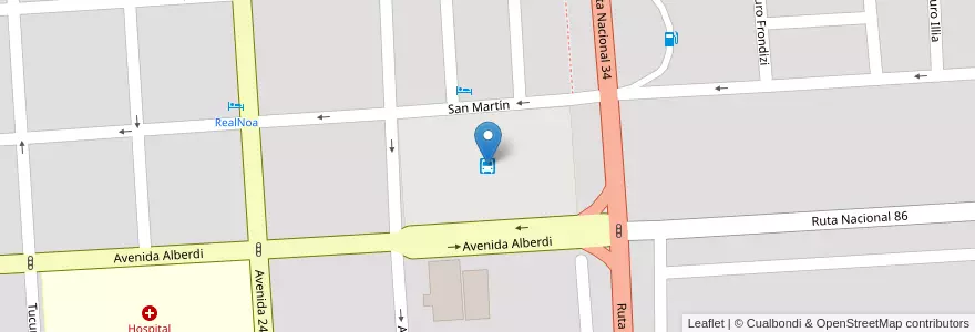 Mapa de ubicacion de Terminal de Ómnibus de Tartagal "Alberto Abraham" en آرژانتین, Salta, General San Martín, Municipio De Tartagal, Tartagal.