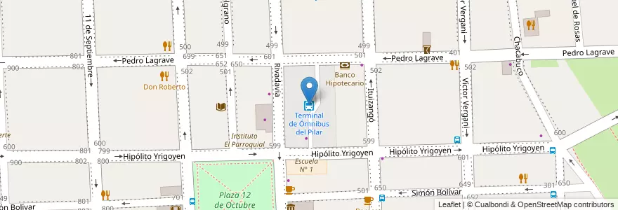 Mapa de ubicacion de Terminal de Ómnibus del Pilar en Argentine, Province De Buenos Aires, Partido Del Pilar, Pilar.