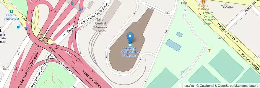 Mapa de ubicacion de Terminal de Ómnibus Dellepiane, Flores en 阿根廷, Ciudad Autónoma De Buenos Aires, Comuna 9, 布宜诺斯艾利斯.