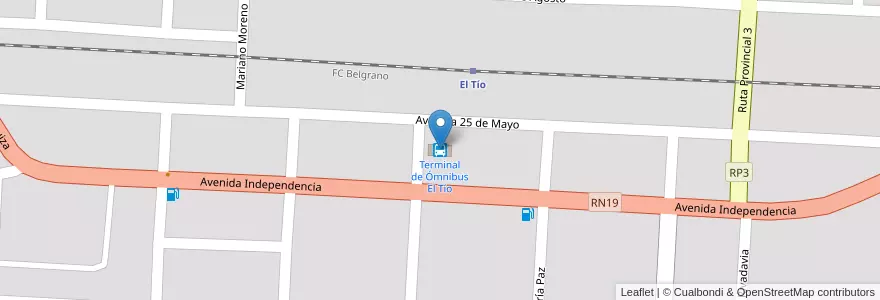 Mapa de ubicacion de Terminal de Ómnibus El Tío en Argentina, Córdoba, Departamento San Justo, Pedanía Concepción, El Tío.