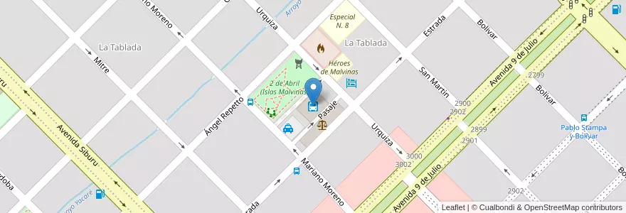 Mapa de ubicacion de Terminal de Omnibus Leonidas Echagüe en 아르헨티나, 엔트레리오스주, Departamento Federación, Distrito Mandisoví, Chajarí.