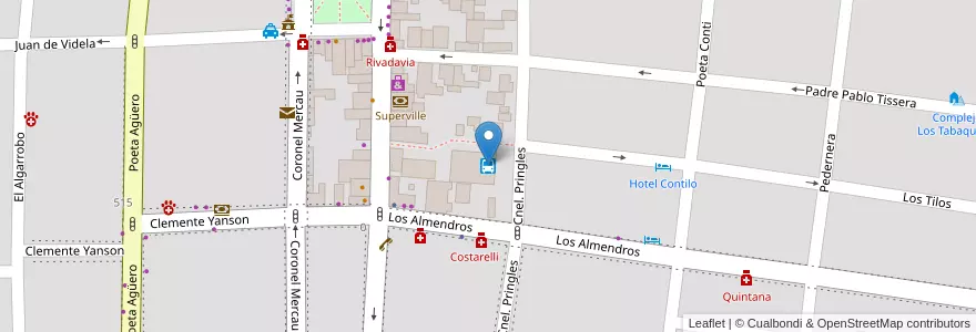 Mapa de ubicacion de Terminal de Ómnibus locales en アルゼンチン, サンルイス州, Junín, Municipio De Merlo, Villa De Merlo.