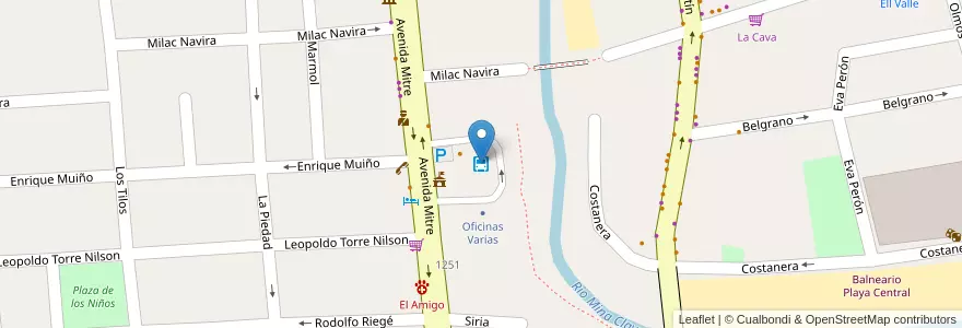 Mapa de ubicacion de Terminal de Ómnibus Mina Clavero en 아르헨티나, Córdoba, Departamento San Alberto, Pedanía Tránsito, Mina Clavero, Municipio De Mina Clavero.