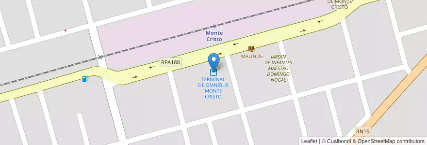 Mapa de ubicacion de TERMINAL DE OMNIBUS MONTE CRISTO en آرژانتین, Córdoba, Municipio De Monte Cristo, Departamento Colón, Pedanía Constitución, Monte Cristo.