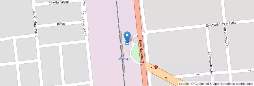 Mapa de ubicacion de Terminal de Ómnibus Monte en Argentina, Buenos Aires, Partido De Monte, San Miguel Del Monte.