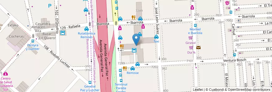 Mapa de ubicacion de Terminal de Ómnibus Parada Liniers, Liniers en 阿根廷, Ciudad Autónoma De Buenos Aires, 布宜诺斯艾利斯, Partido De Tres De Febrero.