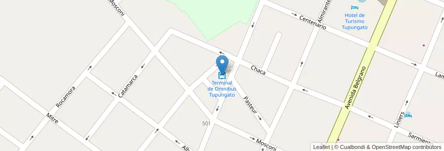 Mapa de ubicacion de Terminal de Omnibus Tupungato en Argentinien, Chile, Mendoza, Departamento Tupungato, Distrito Ciudad De Tupungato.
