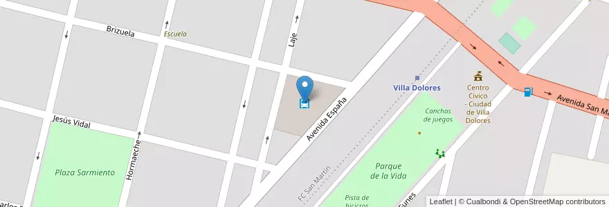 Mapa de ubicacion de Terminal de Omnibus Villa Dolores en アルゼンチン, コルドバ州, Departamento San Javier, Pedanía Dolores, Municipio De Villa Dolores, Villa Dolores.