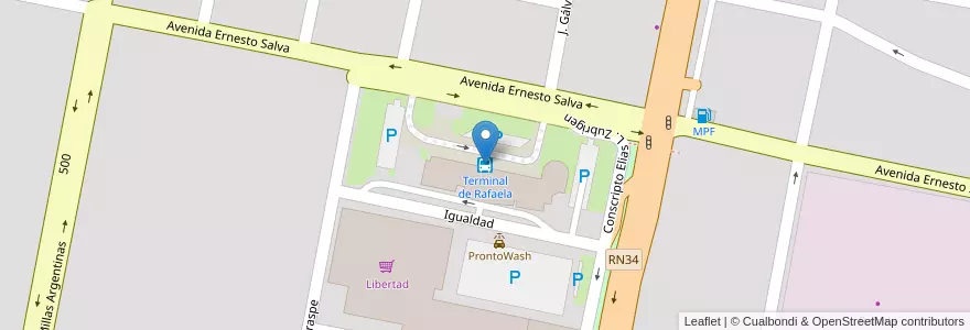 Mapa de ubicacion de Terminal de Rafaela en Argentinien, Santa Fe, Departamento Castellanos, Municipio De Rafaela.