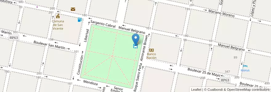 Mapa de ubicacion de Terminal Doctor Alfredo Grassi en Arjantin, Santa Fe, Departamento Castellanos, Municipio De San Vicente.
