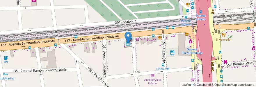 Mapa de ubicacion de Terminal Empresa Almafuerte en Argentina, Buenos Aires, Partido De Tres De Febrero, Ciudadela.