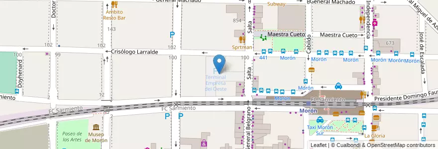 Mapa de ubicacion de Terminal Empresa del Oeste en 아르헨티나, 부에노스아이레스주, Partido De Morón, Morón.