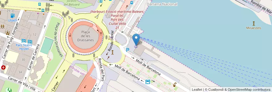 Mapa de ubicacion de Terminal F1 Drassanes en اسپانیا, Catalunya, Barcelona, Barcelonès, Barcelona.