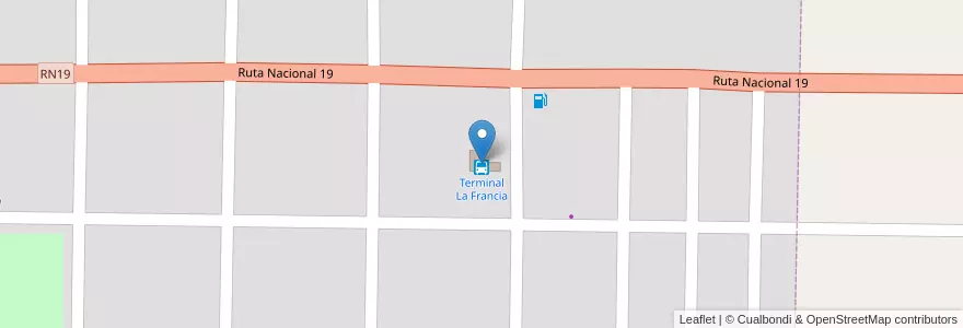 Mapa de ubicacion de Terminal La Francia en آرژانتین, Córdoba, Departamento San Justo, Pedanía Concepción, Municipio De La Francia, La Francia.
