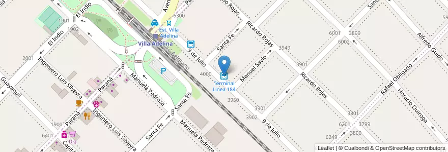 Mapa de ubicacion de Terminal Linea 184 en Arjantin, Buenos Aires, Partido De San Isidro.