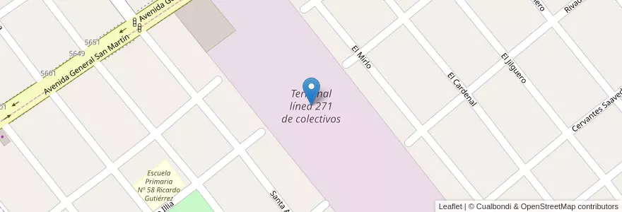 Mapa de ubicacion de Terminal línea 271 de colectivos en 阿根廷, 布宜诺斯艾利斯省, Partido De Almirante Brown, Rafael Calzada, San Francisco Solano.