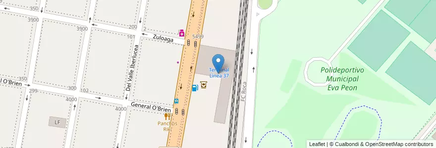 Mapa de ubicacion de Terminal Línea 37 en الأرجنتين, بوينس آيرس, Partido De Lanús, Remedios De Escalada.