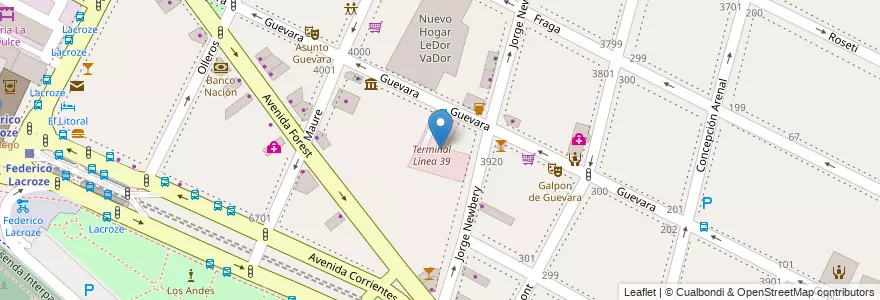 Mapa de ubicacion de Terminal Línea 39, Chacarita en 阿根廷, Ciudad Autónoma De Buenos Aires, 布宜诺斯艾利斯, Comuna 15.