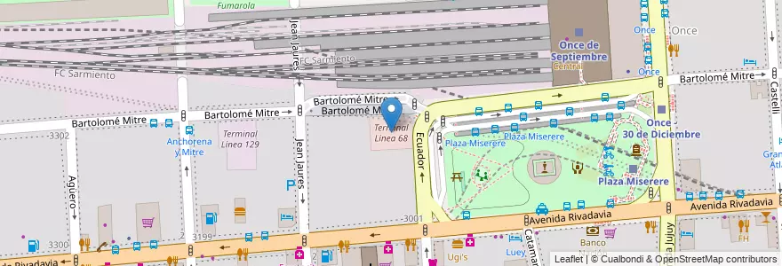 Mapa de ubicacion de Terminal Línea 68, Balvanera en آرژانتین, Ciudad Autónoma De Buenos Aires, Comuna 3, Buenos Aires.