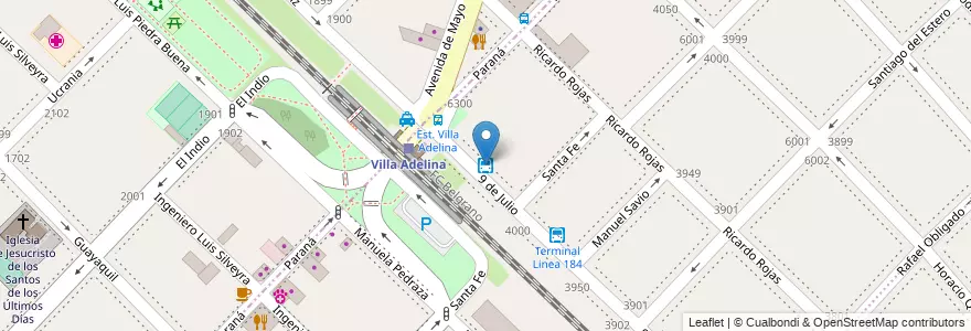 Mapa de ubicacion de Terminal Linea 71 en Argentina, Provincia Di Buenos Aires, Partido De San Isidro, Villa Adelina.