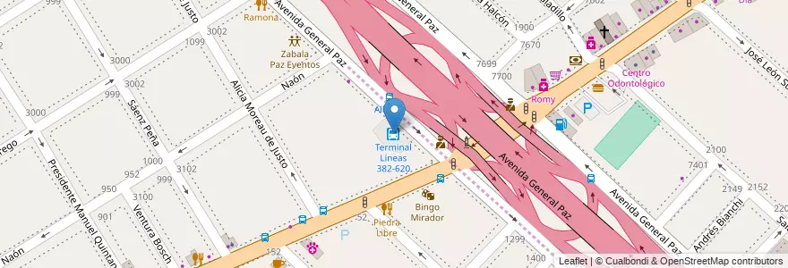 Mapa de ubicacion de Terminal Líneas 382-620 en 阿根廷, 布宜诺斯艾利斯省, Lomas Del Mirador.