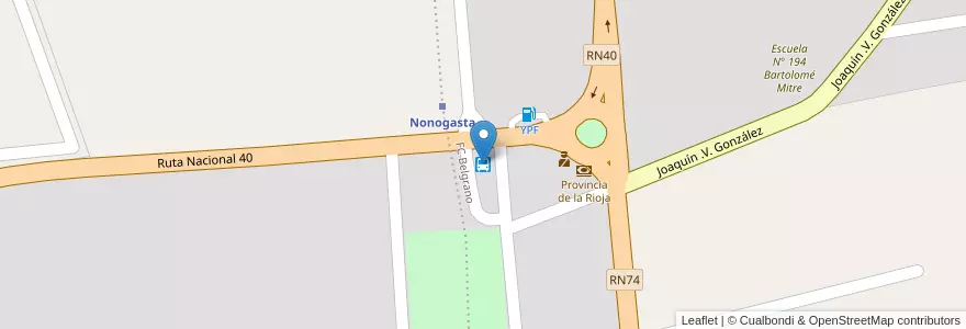 Mapa de ubicacion de Terminal Nonogasta en アルゼンチン, ラ・リオハ州, Departamento Chilecito, Nonogasta.