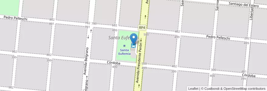 Mapa de ubicacion de Terminal Omnibus en 阿根廷, Córdoba, Departamento Juárez Celman, Pedanía La Carlota, Municipio De Santa Eufemia, Santa Eufemia.